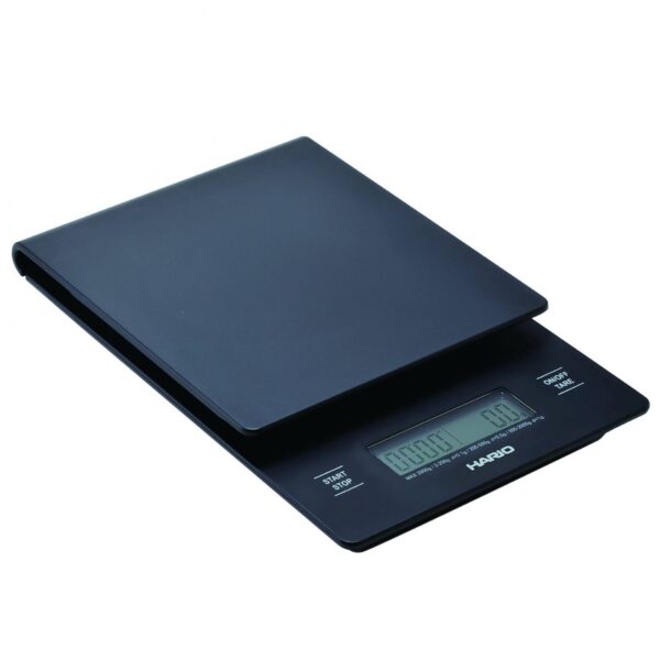 Hario V60 Drip Scale zwarte koffieweegschaal met timer