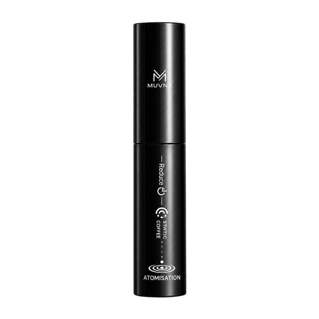 Zwarte MUVNA antistatische bonenspray van 10 ml, vrijstaand